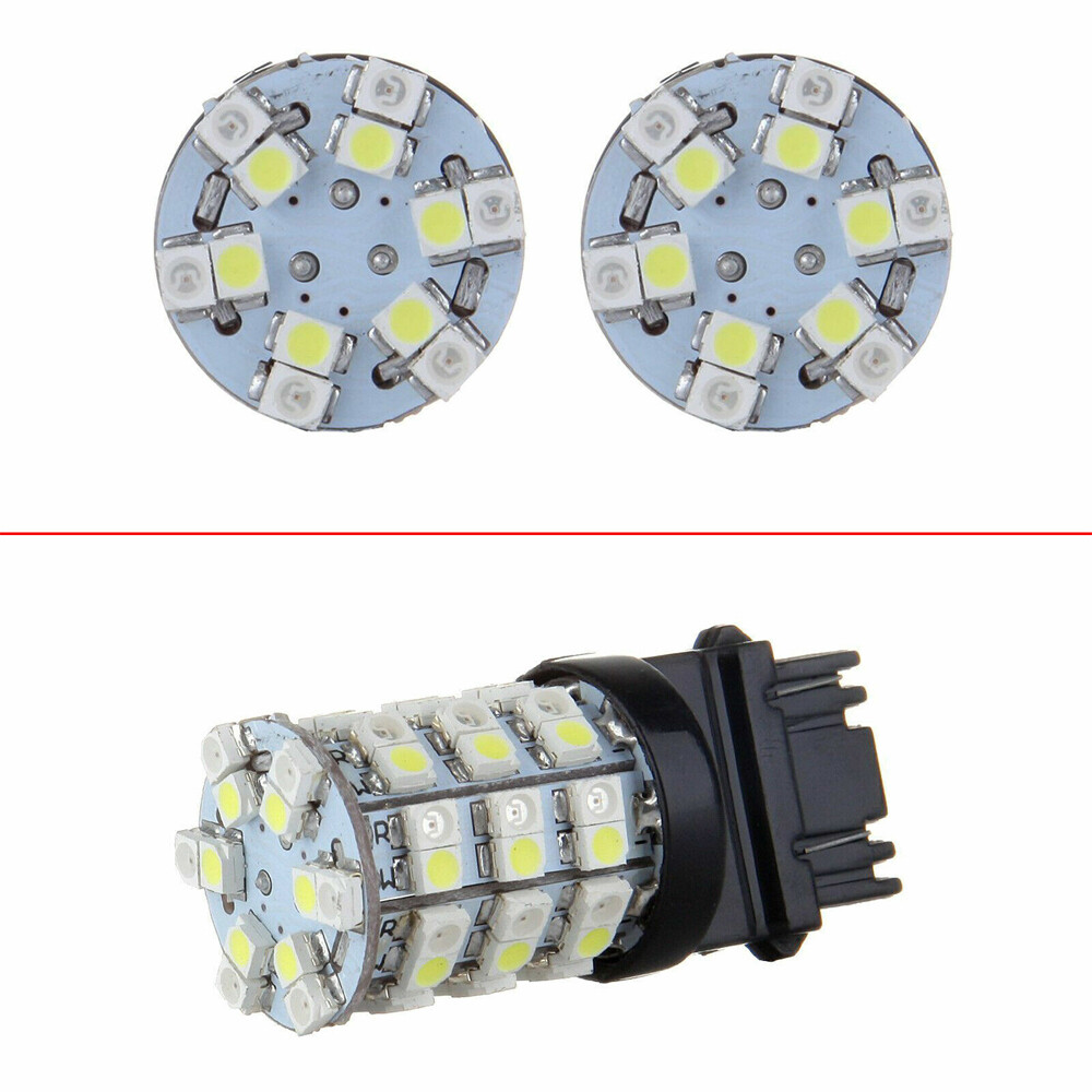 2pcs 3157 LED Amber White Switchback Turn Signal Light Bulbs For Chevy Silverado
