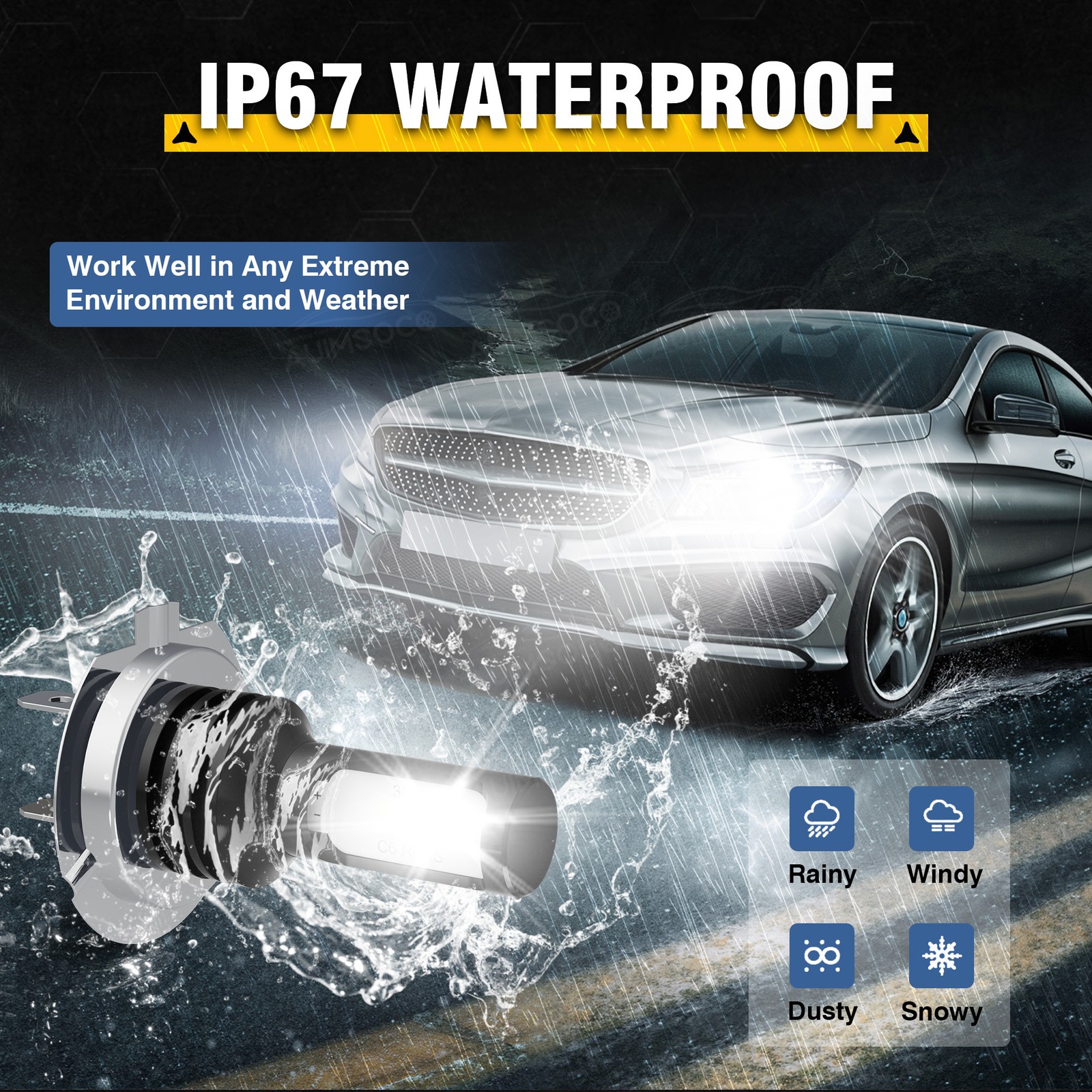 H7+H7+H11 Combo Mini LED Headlight Bulbs High Low Beam fog Light 6000K Lamps