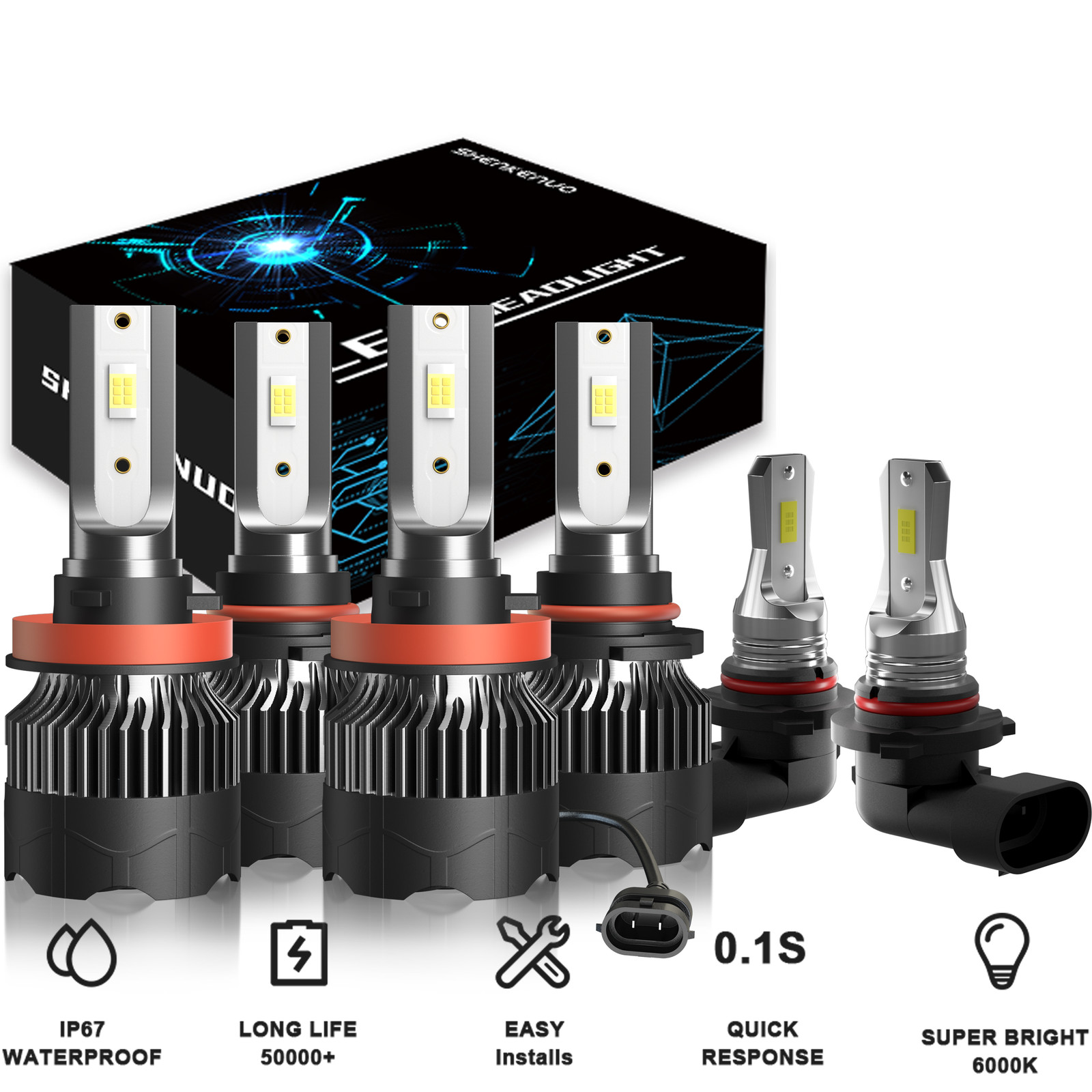 For Ford F-150 2015-2021 LED Headlight Kit Bulbs Super Bright 72000LM Cool White