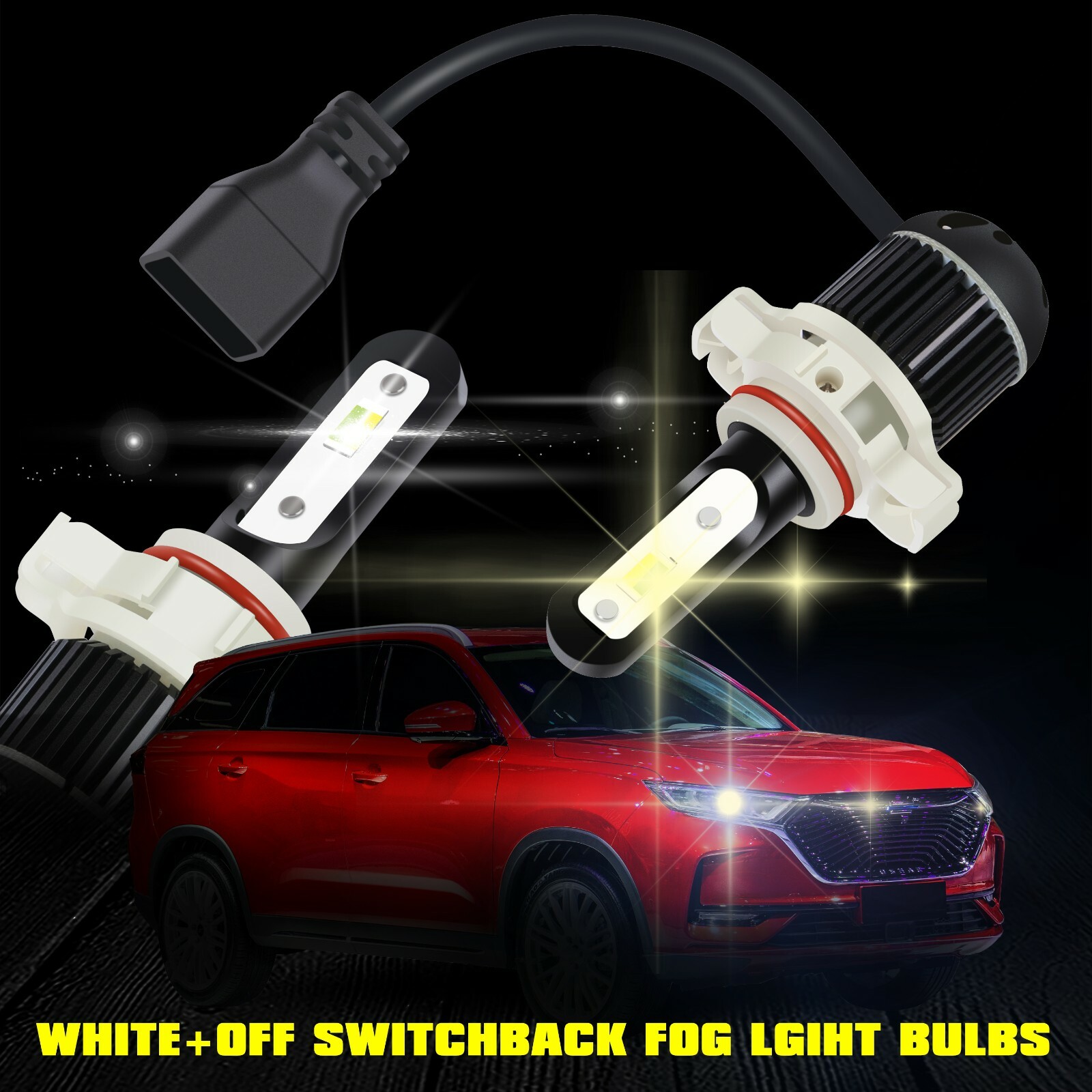 2-Color LED Fog Light Bulbs Lamps for Chevy GMC 5202,White ⇄ Yellow Switchback