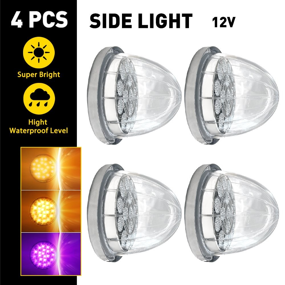 4PC Amber Purple Dual Color LED Watermelon Lights Side Marker Lights 17LEDs Part