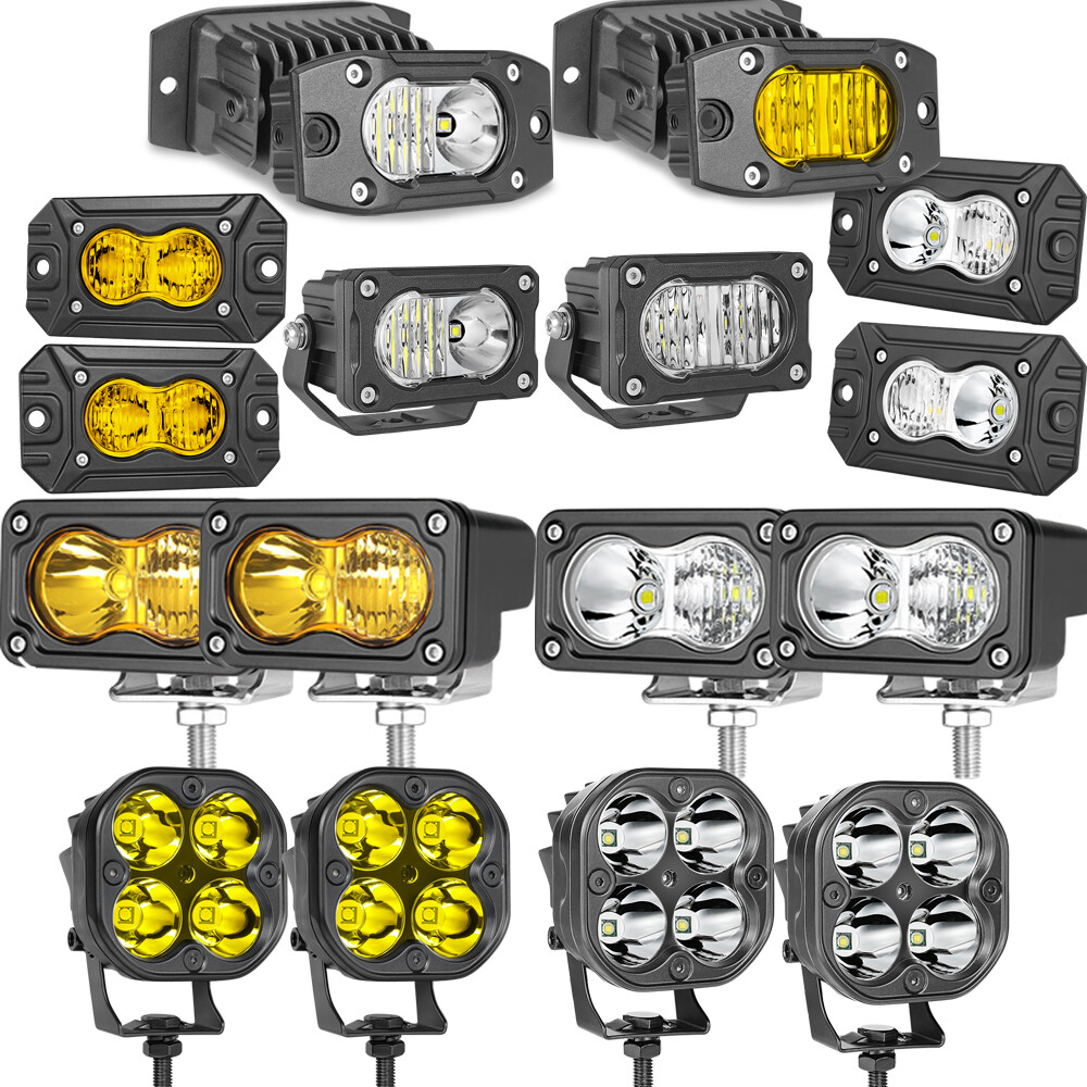 2Pcs 3inch LED Cube Pods Work Lights Front Bumper LED Fog Driving Lamp Boat ATVs
