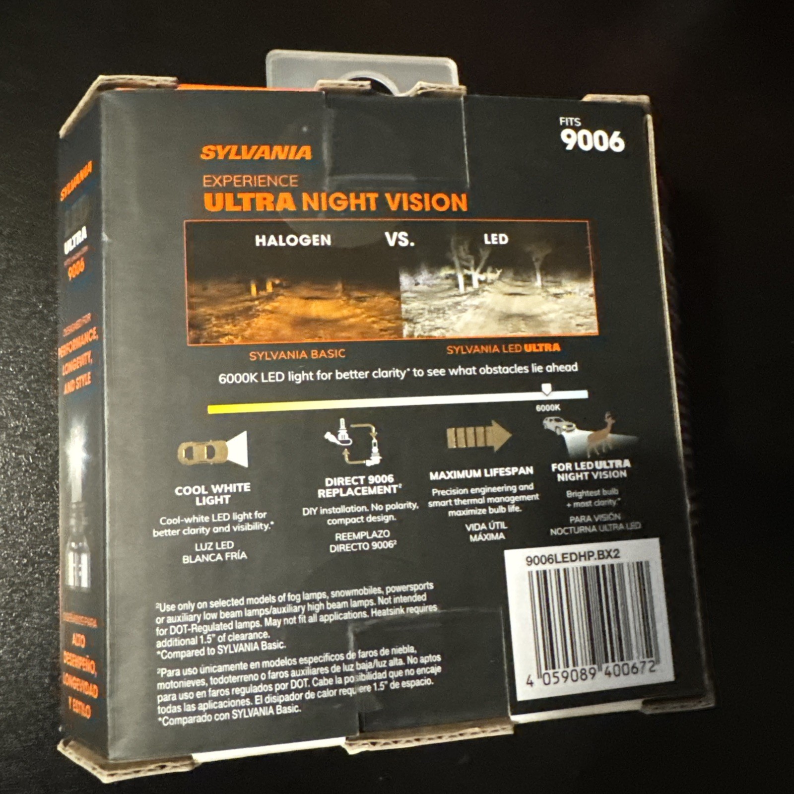 SYLVANIA 9006 Ultra LED 2 Bulbs 9006LEDHP.BX2 6000K BRAND NEW