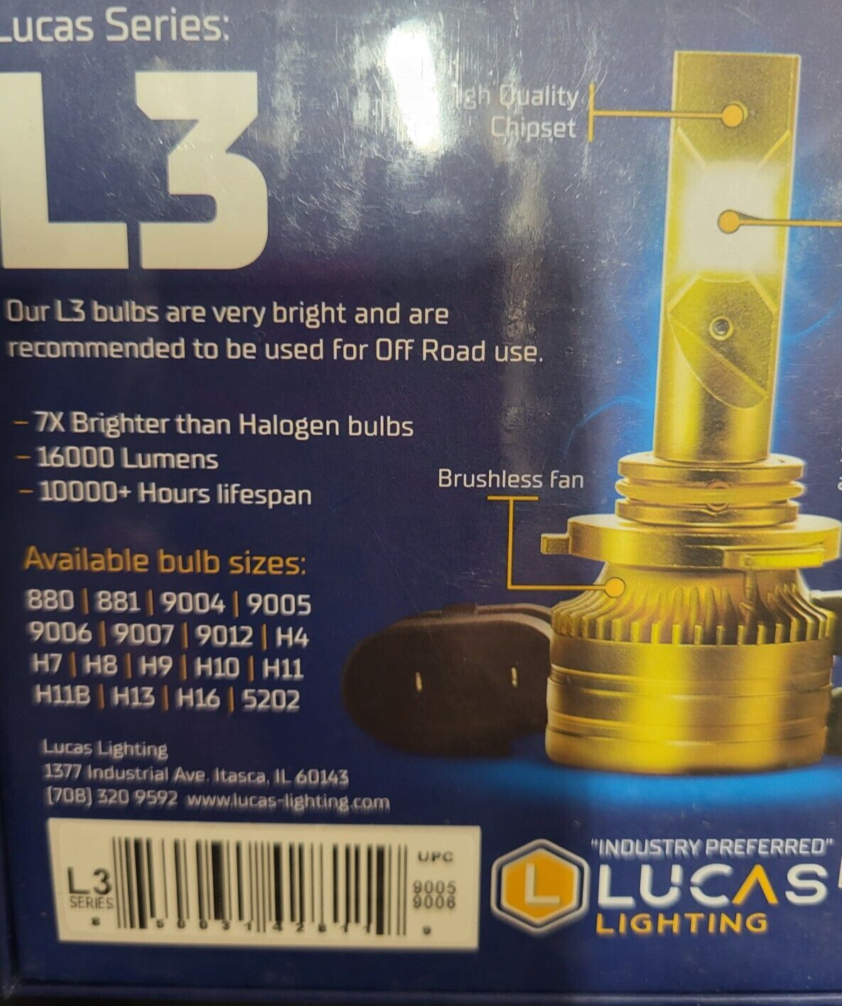 Lucas Lighting L3 Series L3-9005/9006 LED Light 6000K 160W Headlight Pair