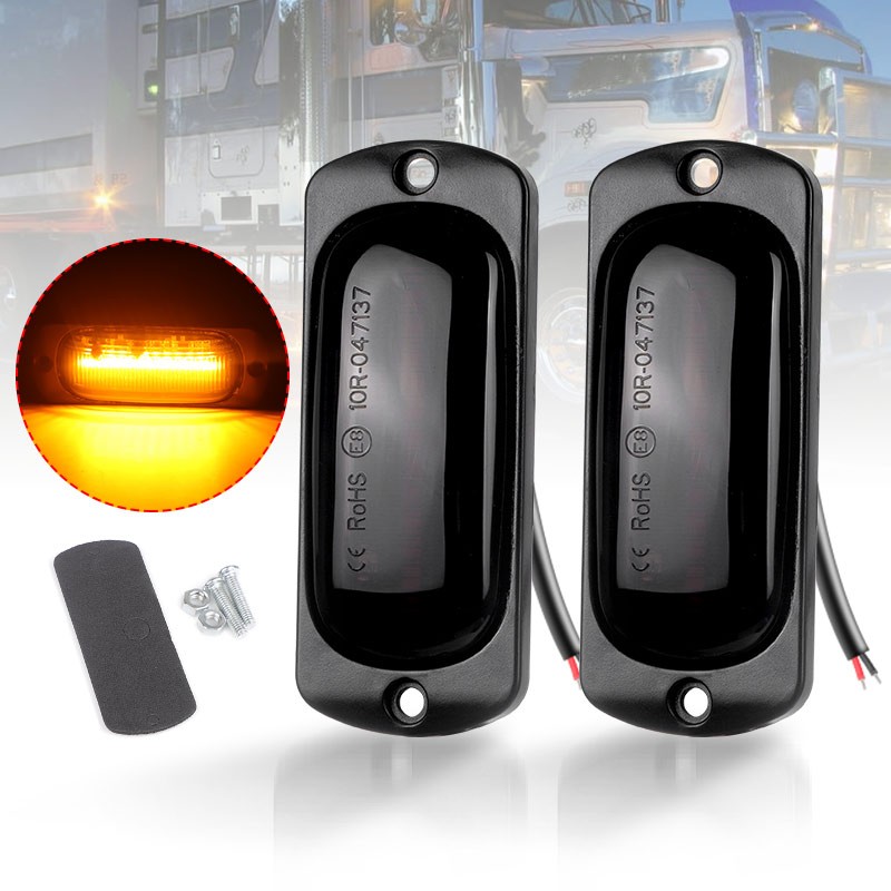 2PCS 12LED Side Marker Lights Clearance Truck Trailer Lamp Warning Signal Amber