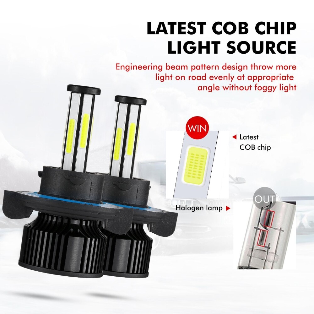 6-Sides H13 9008 LED Headlight Bulbs Kit 420000LM Hi/Lo Beam Super Bright White