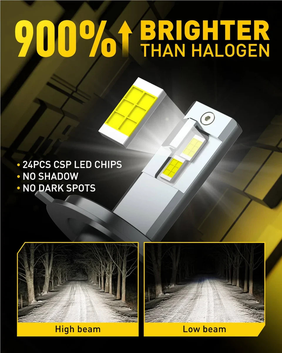 H4 120W Y19 Auxito Premium Super Bright LED Headlight Bulbs 12-24V (1 Pack)