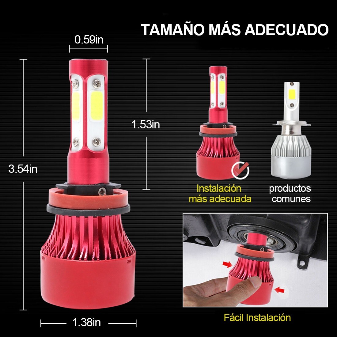 2024 H11 LED Headlight 6000K 2000W 300000LM 4-Side Low Beam bulbs High Power