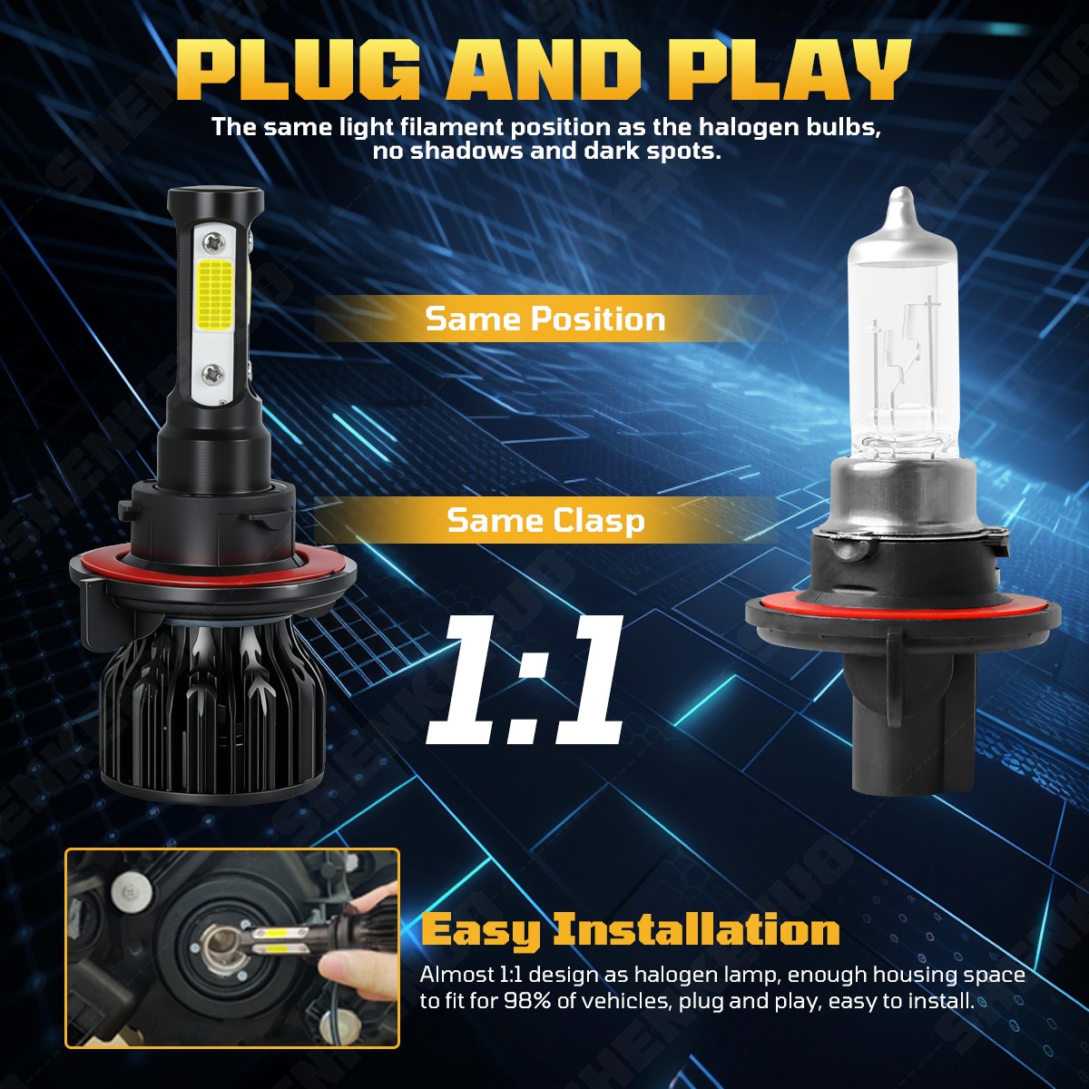 For Ford Expedition 2007-2014 10000K LED Headlight Hi-Lo Beam & Fog Lamp Bulbs