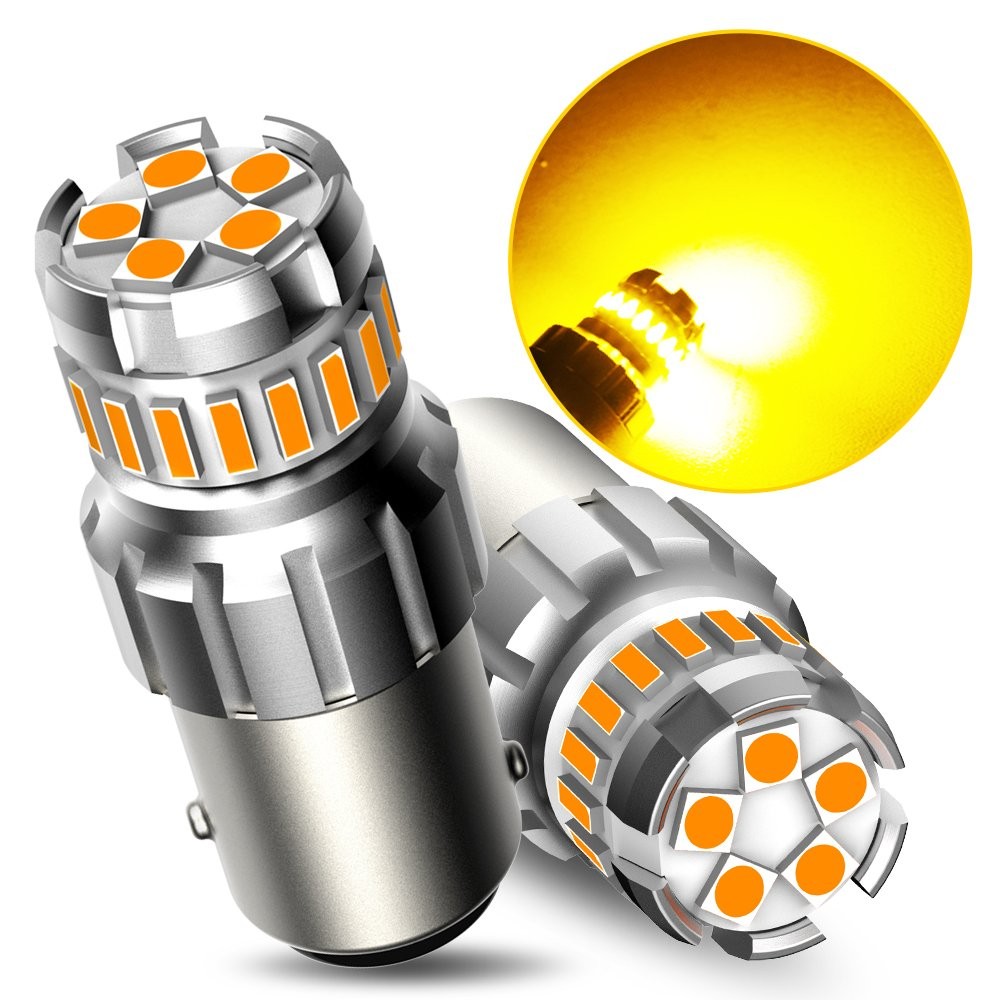AUXITO 1157 BAY15D LED Amber Front Turn Signal Light Bulbs 2357 Yellow 3000K SMD