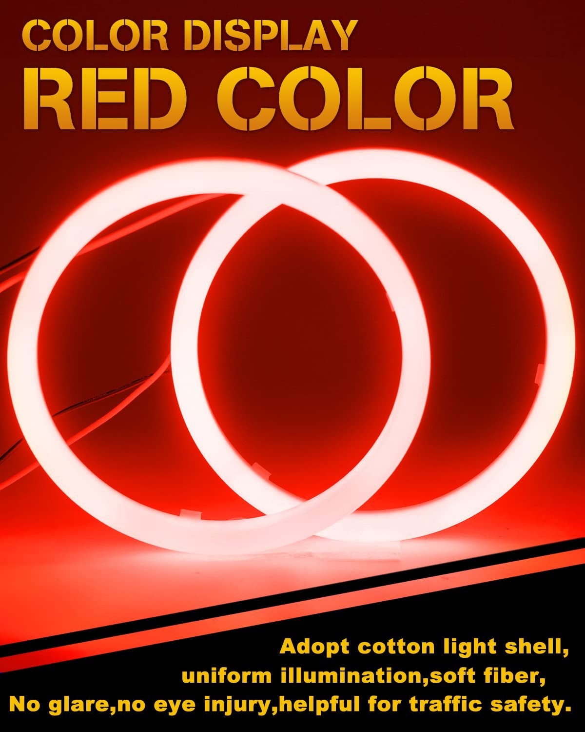 110MM Red Angel Eyes 78SMD COB LED Driving Lights DRL Halo Ring 9-30V DC – 1 Pai