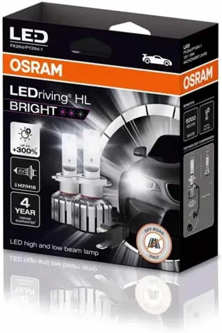 2x OSRAM LEDriving HL BRIGHT H7/H18 LED High/Low Beam Lamps Off-road only 6000K