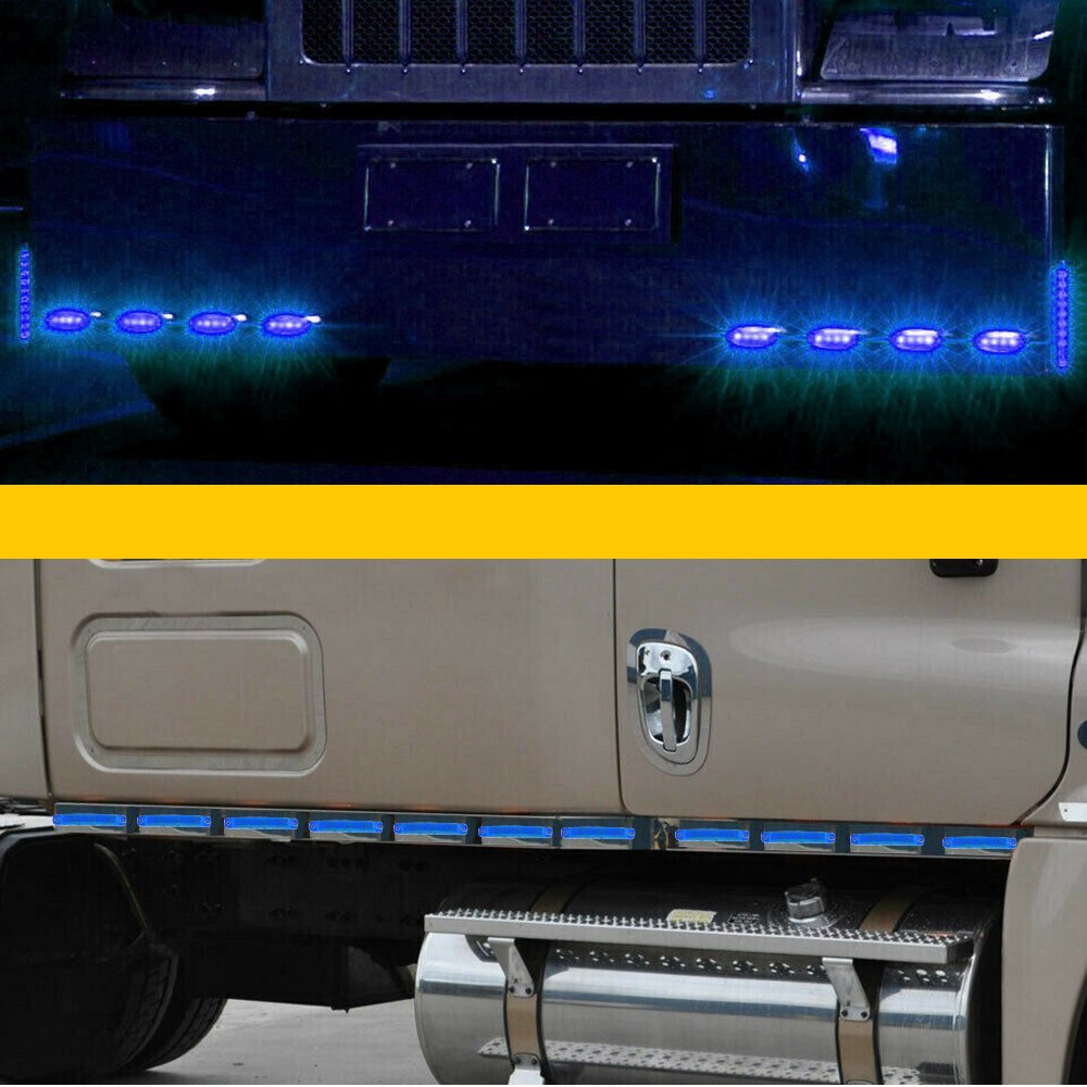 2Set Blue Lens 9LED Front Rear Side Marker Lamps Clearance Lights Waterproof 10P