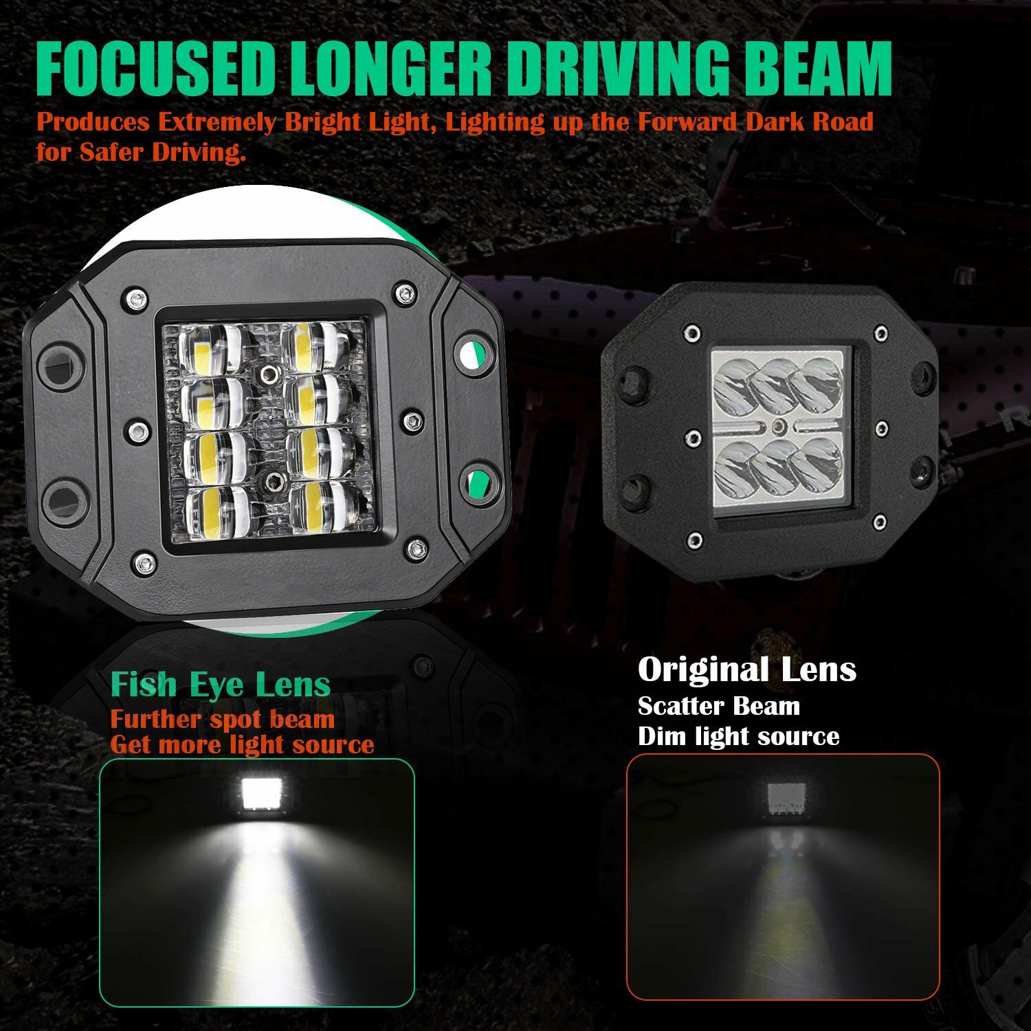 2X 5″ 300W Flush Mount LED Lights Pods Backup Reverse Rear Bumper Off Road 4WD