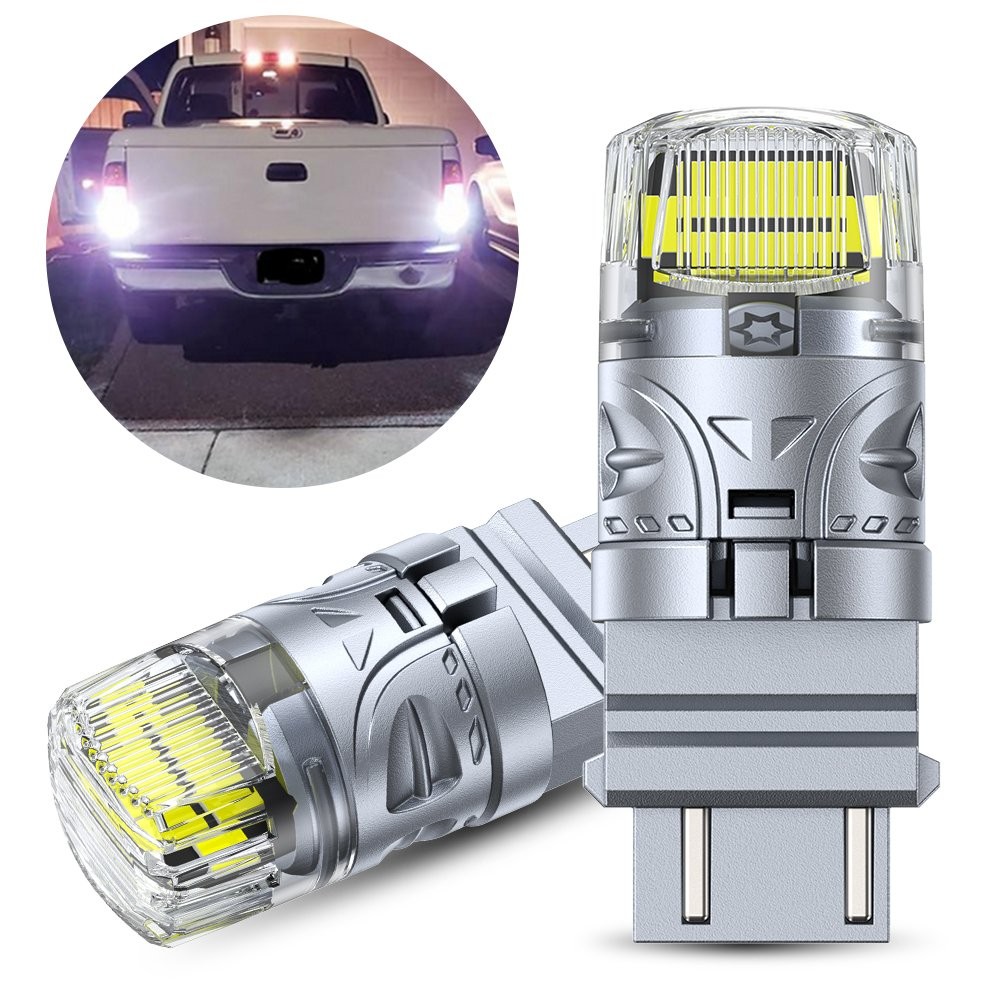 2-20 3157 LED DRL Turn Tail Signal Light Bulb Blinker Silver-Body White Lamp 12v