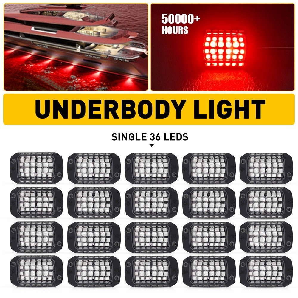 4-20PCS Universal LED Red Under Car Underbody Lights Underglow Lamps Kit Bright