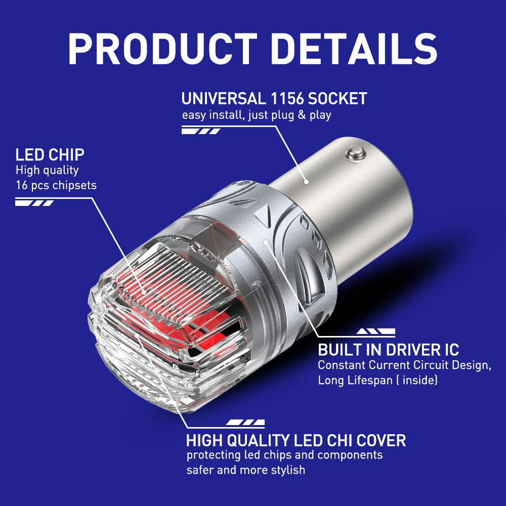 CANBUS 1156 LED Red Strobe Flash Brake Stop Tail Parking Light Bulb CANBUS N