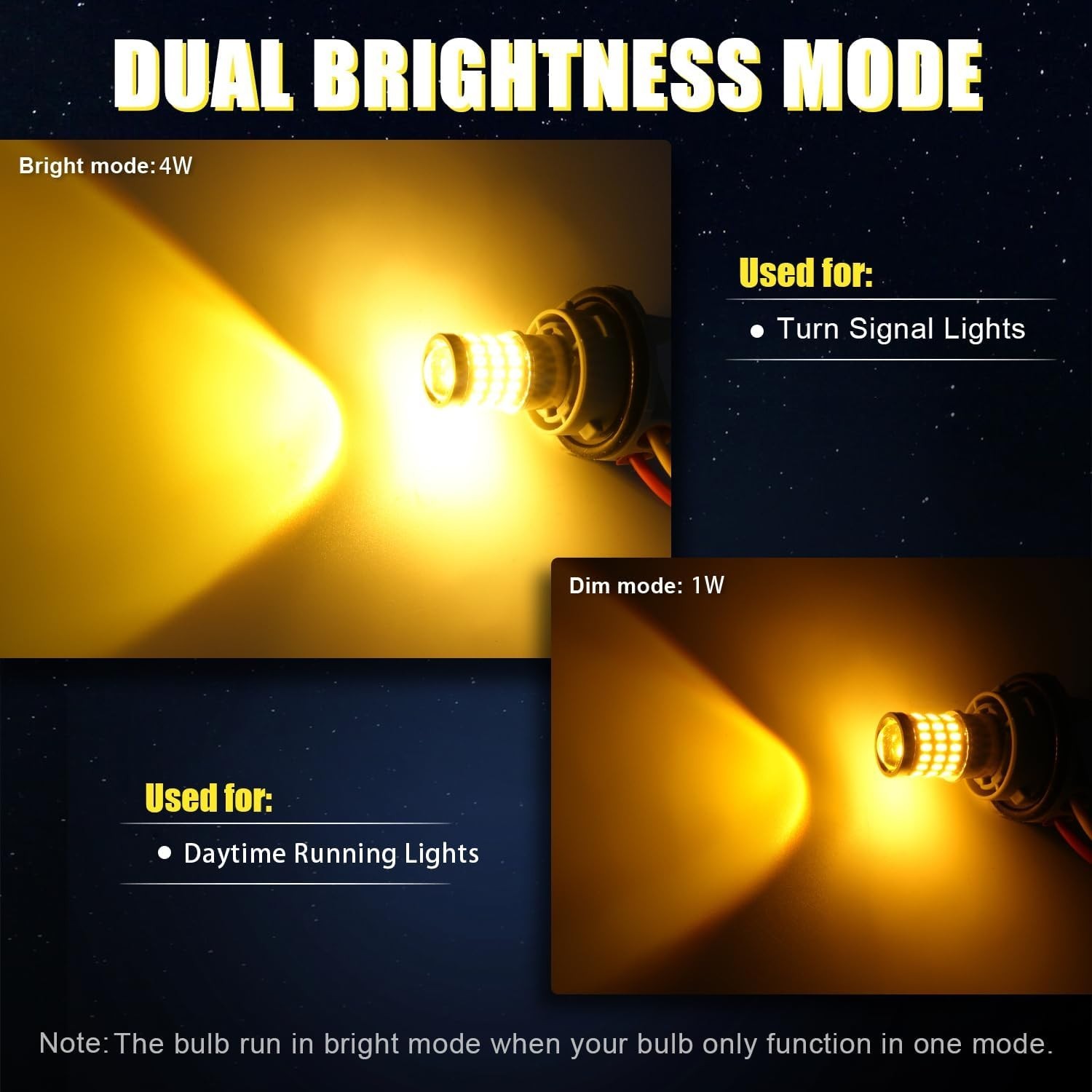 7443 LED Turn Signal Bulbs Amber Pack of 2 for Vehicle Blinker Lights