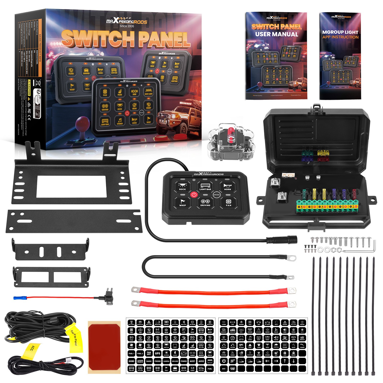 Switch Control Panel For Off-Road Vehicle Boat SUV 6 Gang RGB APP 12V-24V 720W