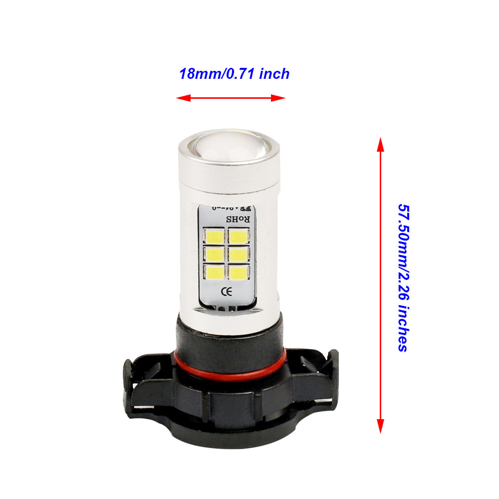 Total 2400LM 6000K High Power PSX24W 2504 LED Fog Light Bulbs
