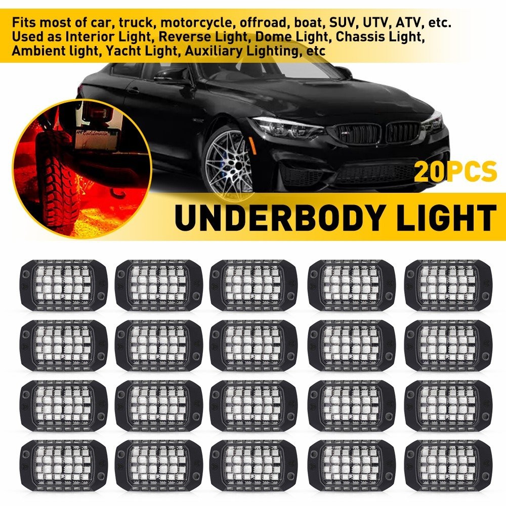 4-20PCS Universal LED Red Under Car Underbody Lights Underglow Lamps Kit Bright