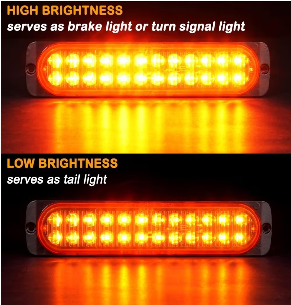 2 Aluminum Housing Amber LED Trailer Turn Signal 7.5 Inch, DOT Compliant