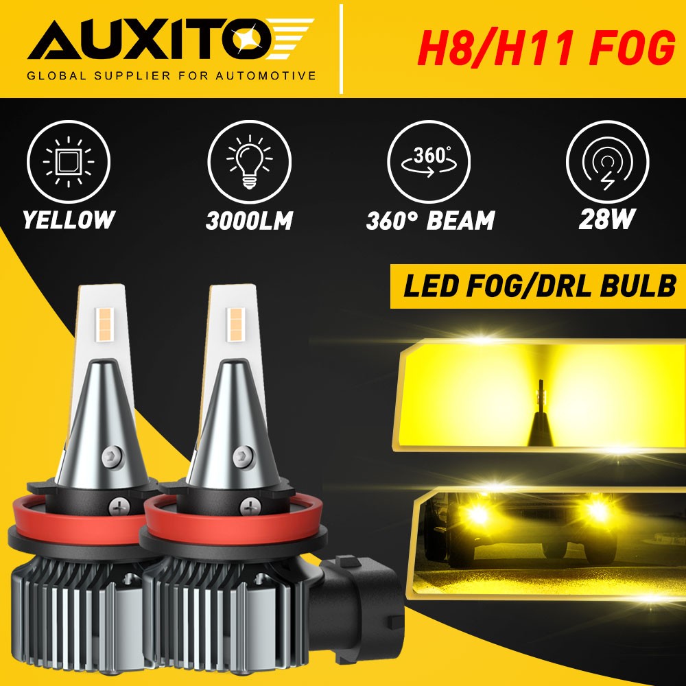 H11 H8 LED Bulbs 4000lm Golden Yellow Fog Light DRL Light High Power 28W Lamp 2x