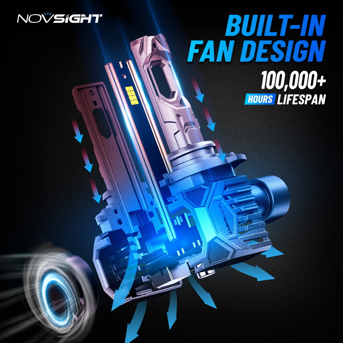 NOVSIGHT 9005 9006 LED Headlight Bulbs Kit Hi/Low Beam 30000LM 130W 6500K