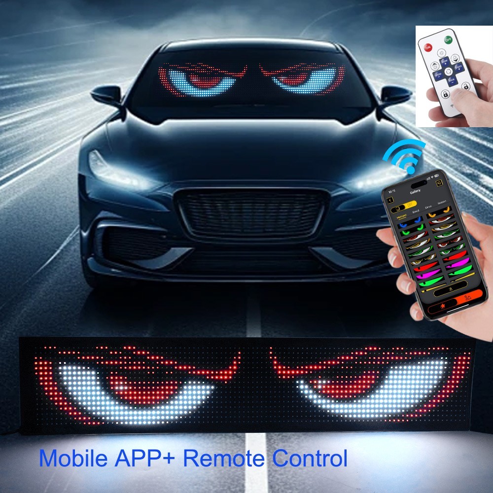 2PCS LED Eyes for Car Windshield Programmable Flexible LED Panel APP Controller