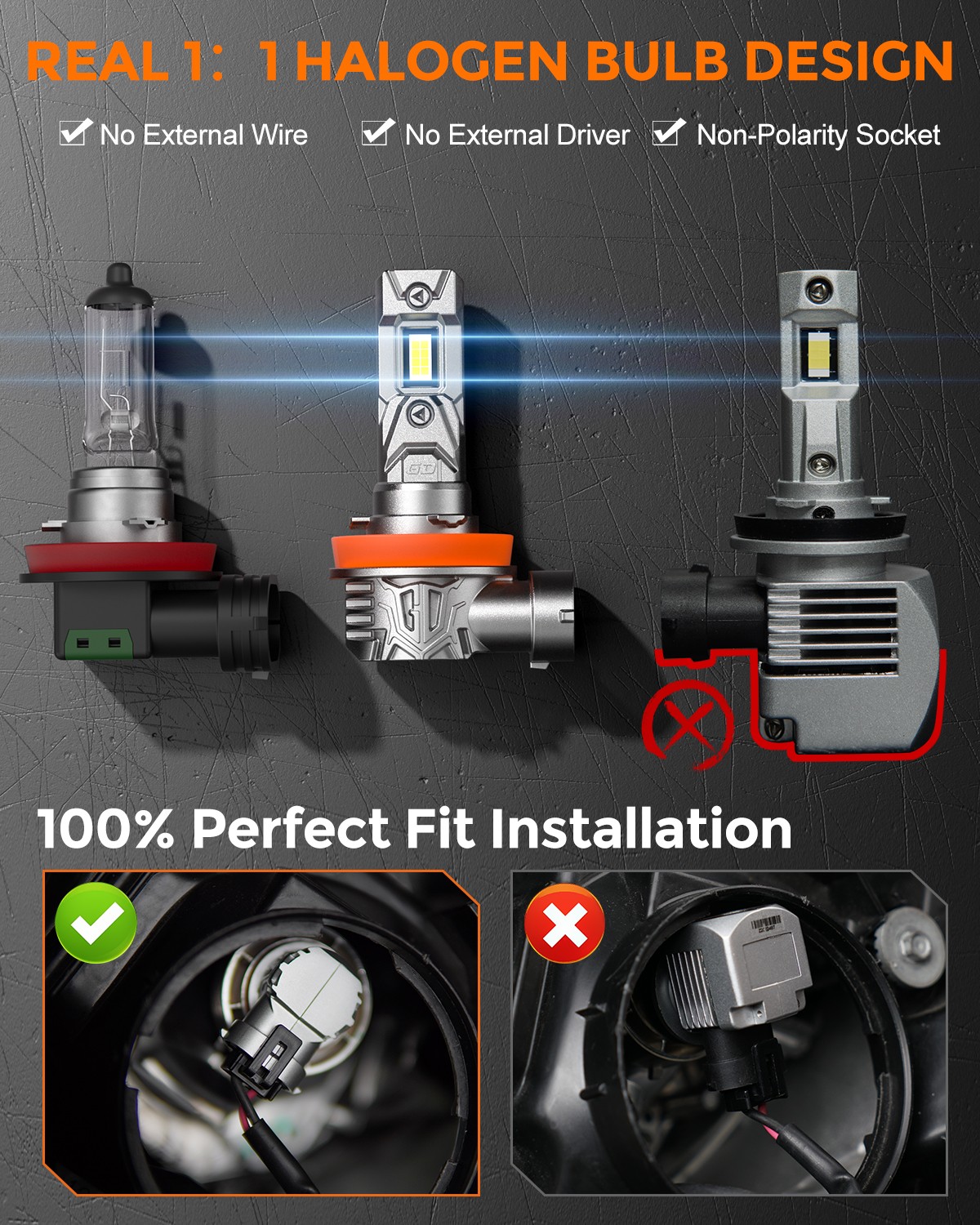 9005 H11 LED Headlight Kit Combo Bulbs 6000K High & Low Beam White 60W 16000LM