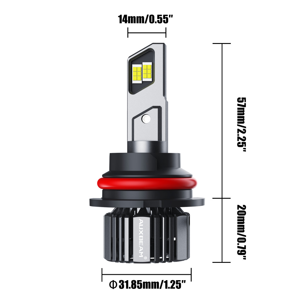 AUXBEAM 9007 HB5 Canbus LED Headlight Hi/Lo Beam Bulb Conversion Kit 25000LM 1:1