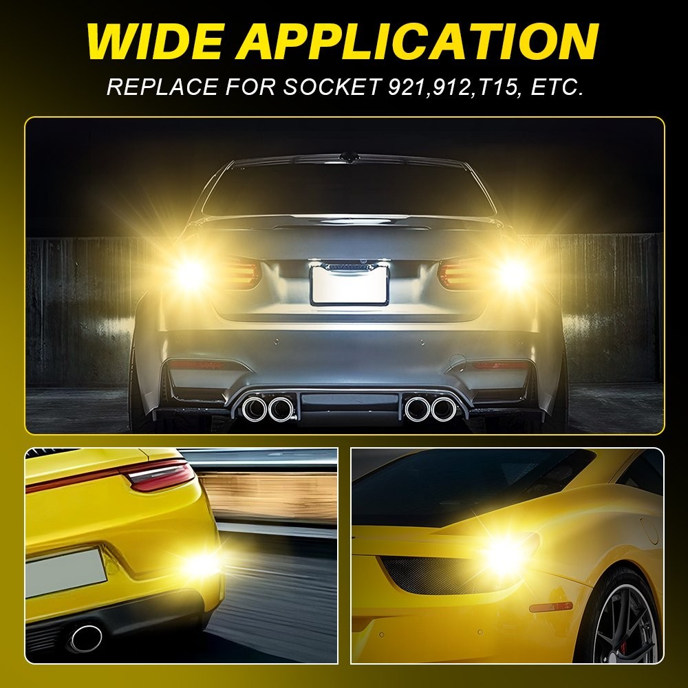 AUXITO LED Backup Reverse Light Bulb 921 912 T15 Super Bright Amber Yellow BRS C