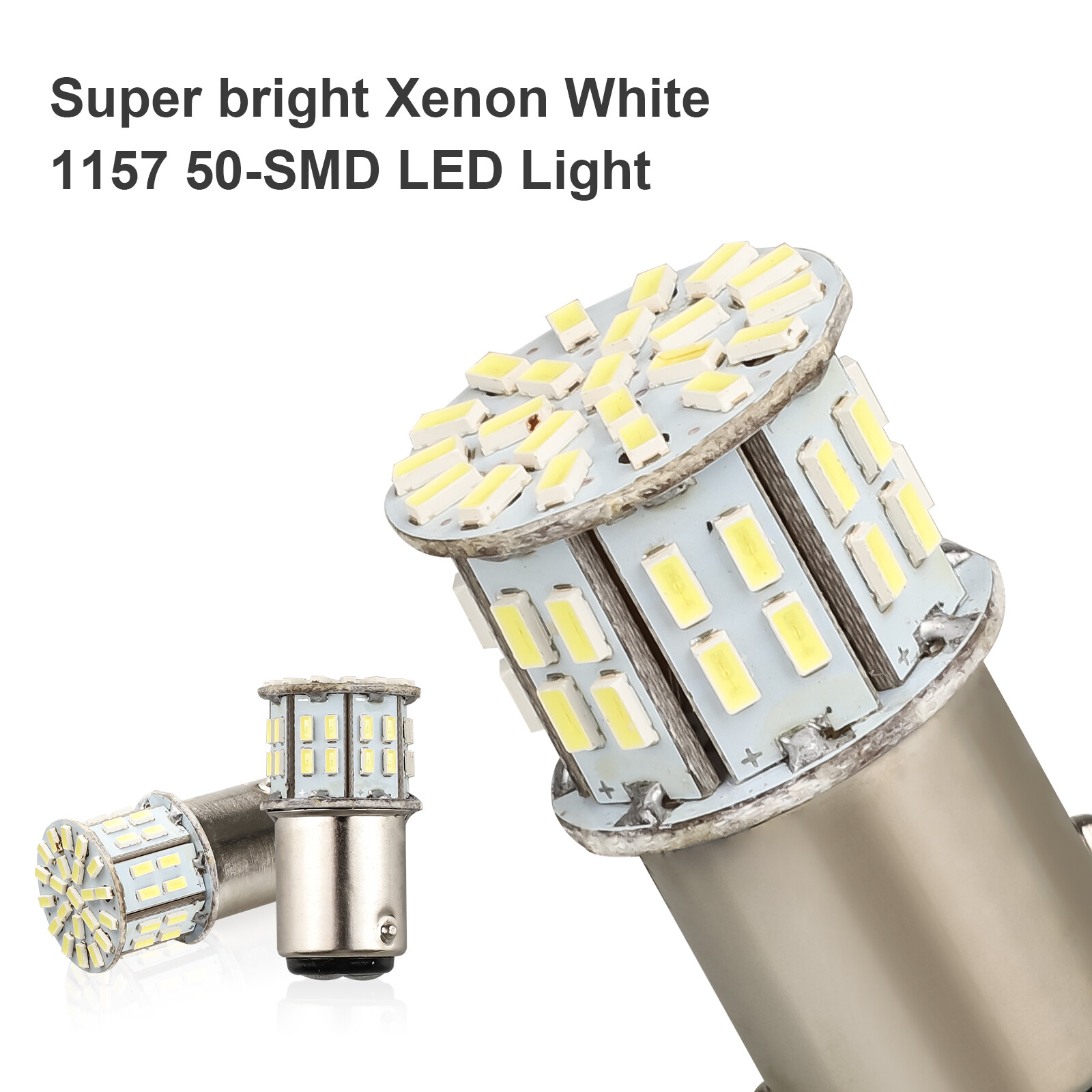 4x 1157 50-SMD LED Tail Brake Stop Backup Reverse Turn Signal Lights Bulbs White
