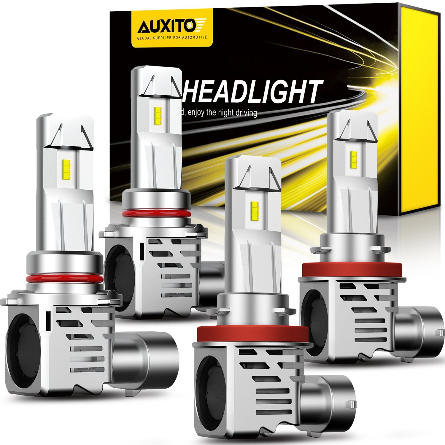 AUXITO 9005 H11 LED Combo Headlight Bulb High Low Beam 6500K Bright White M3 EXY