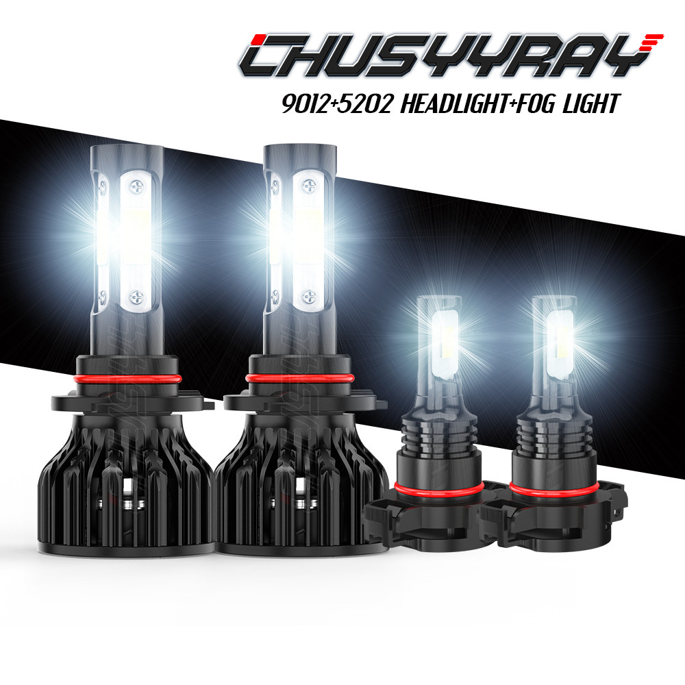 For Jeep Cherokee 2014-2015 9012+H16/5202 LED Headlight + Fog Light Bulb Combo