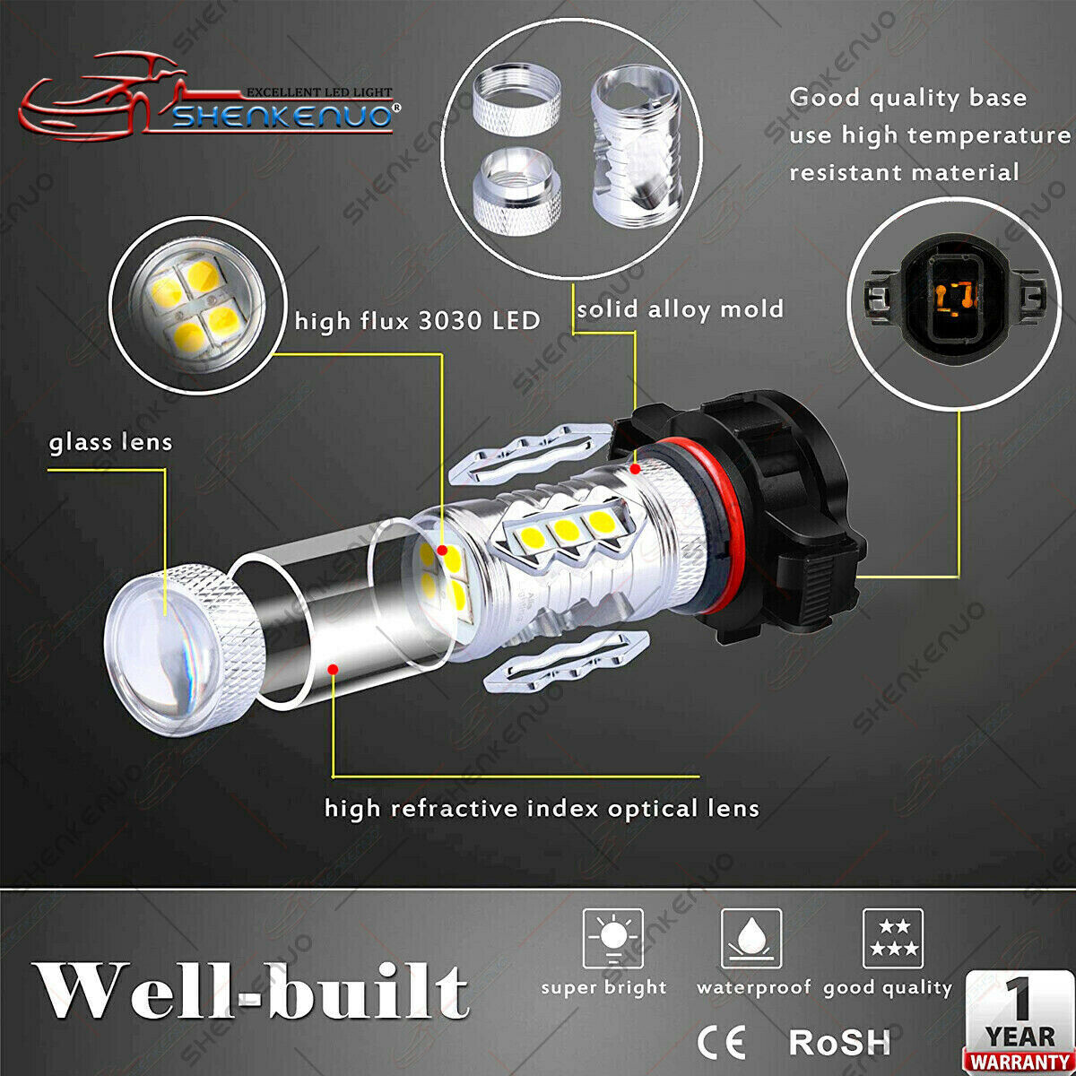 LED Fog Driving Light H11 H16 H8 3000K Yellow Super Bright Bulbs 3030SMD 4000LM