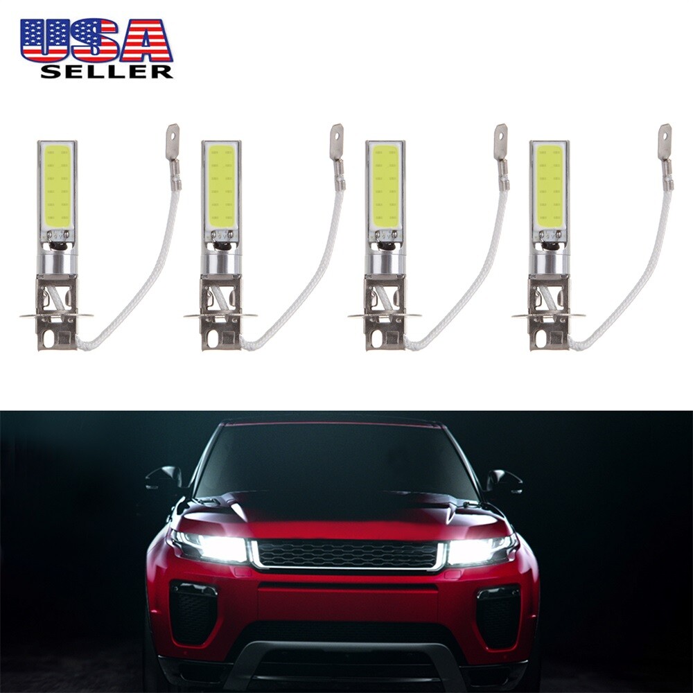 4x Pure White H3LED Bright Fog Driving DRL Bulbs vehicle White Light SMD