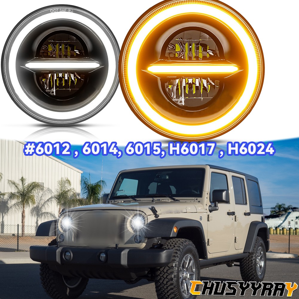 Newest Pair 7“inch Led Round Headlights Hi-Lo Beam for Peterbilt 379 359 Trucks