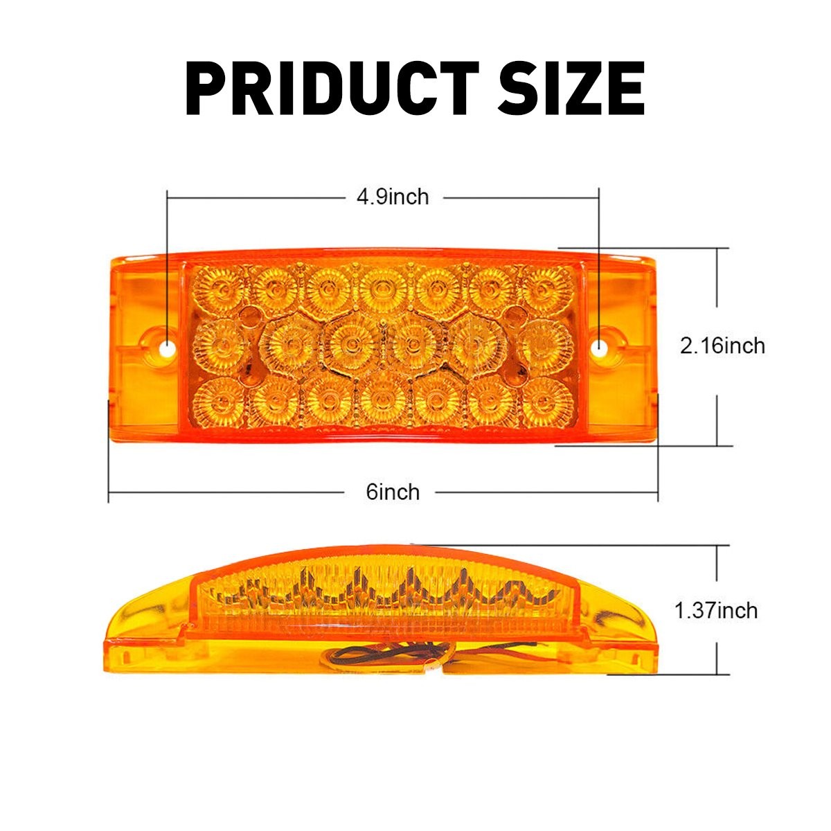 2x 21-LED 6″Amber Clearance Marker Side Lights Truck Trailer Turn Signal Light