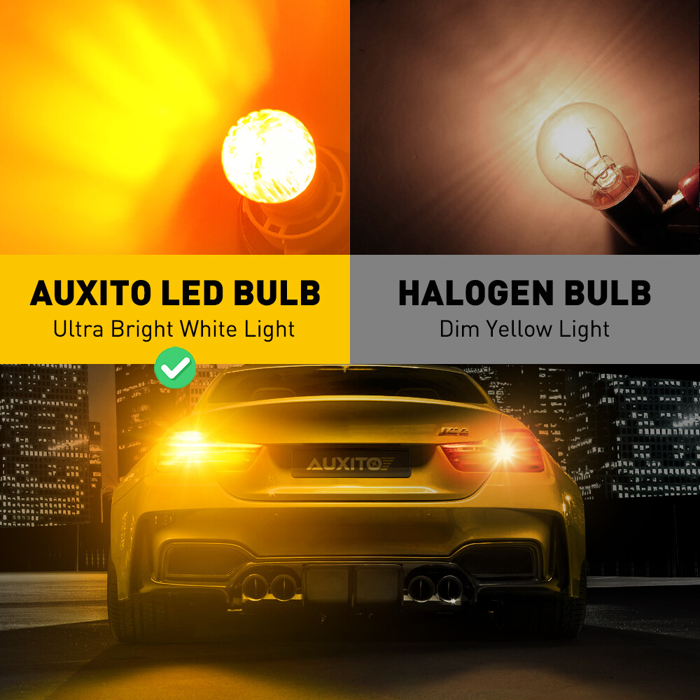 2x 1156 7506 LED Turn Signal Parking Light Bulbs Yellow Error Free Canbus AUXITO