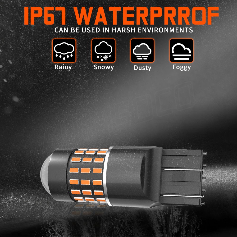 4X 7443 LED Turn Signal Light Bulbs Amber 7440 7441 W21W with Built In Resistor