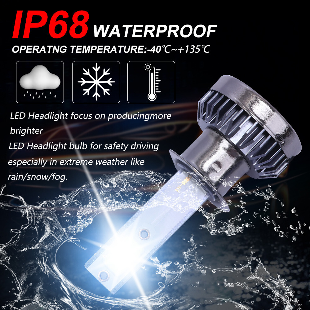 4x H1+H1 Mini LED Headlight Fog Light Kit 6000K Super White Bulbs 360W 720000LM