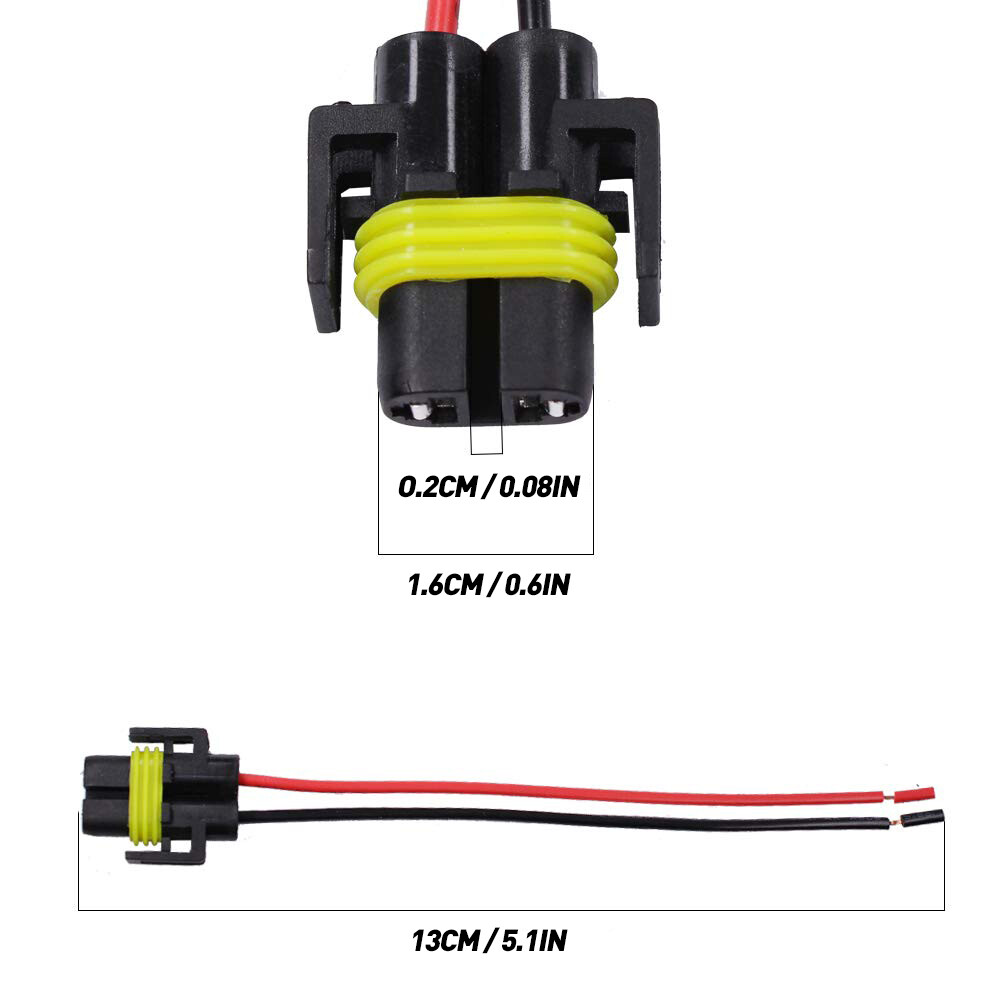 H11 Wire Pigtail Female S Two Harness Light Head Low Beam Socket Connector Plug