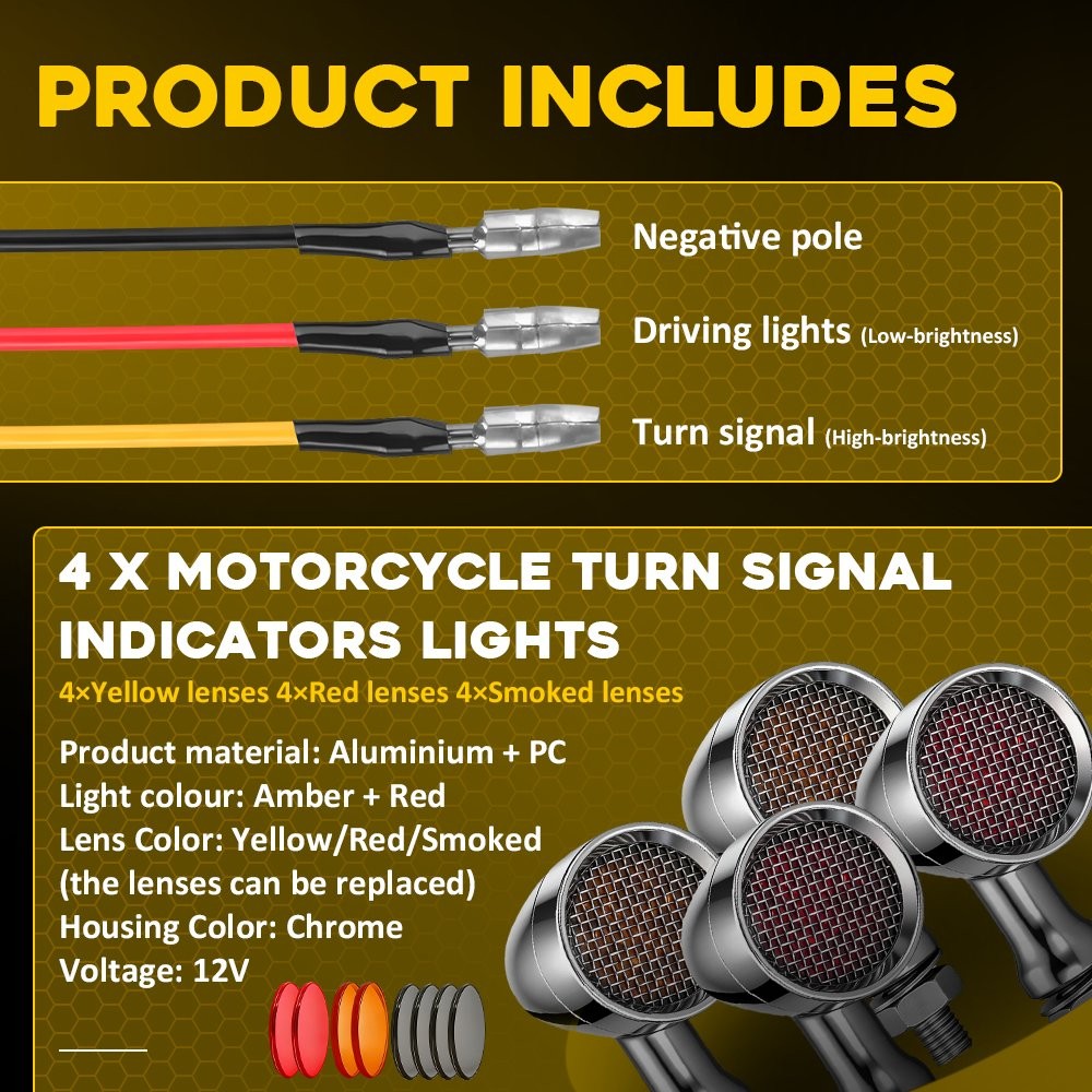 Motorcycle LED Turn Signal Blinker Lights For Yamaha Suzuki Honda Kawasaki 4-12X
