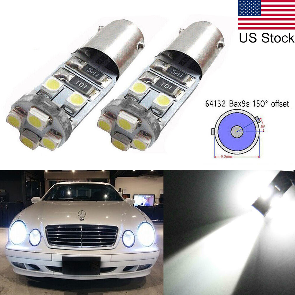 2x BAX9S H6W LED 6000K No Error Parking Light Bulbs For Mercedes Benz W210 Etc