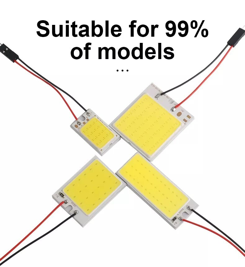 10X 16SMD COB White LED Panel Festoon T10 BA9S Car Interior Dome Map Light Bulbs
