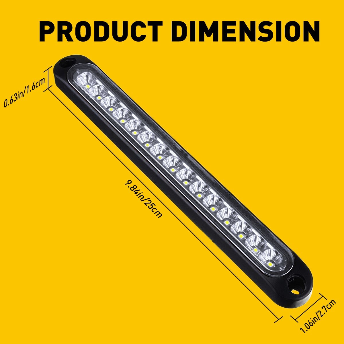2PCS 10″ LED Sealed Truck Trailer Reverse Backup Lights Bar Rear Tail Lamp White