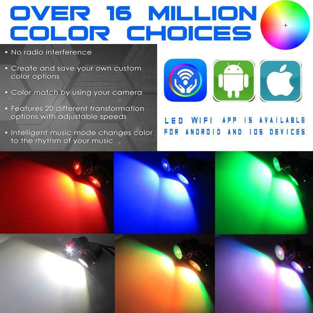 2pcs RGB Phone Control WIFI Halo Angel Eyes LED For BMW 525i 530i 650i 745i