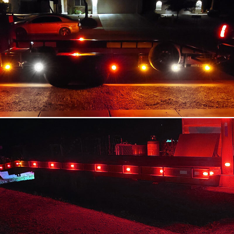 4PC 4″ Red Amber Flowing LED Side Marker Light Tail Turn Signal Clearance Truck