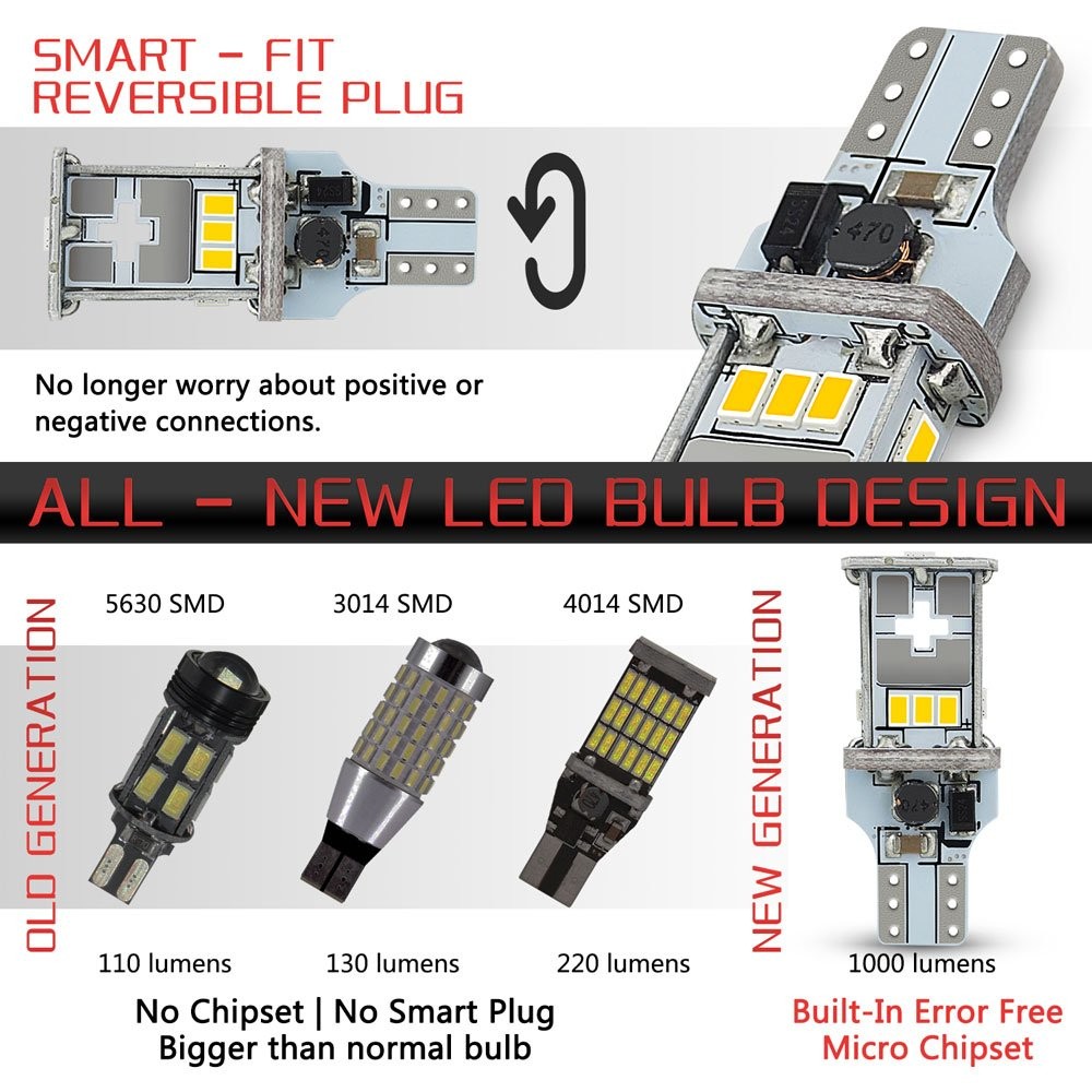 Error Free Canbus 921 912 T15 T16 LED Backup Reverse Signal Light White 6000K